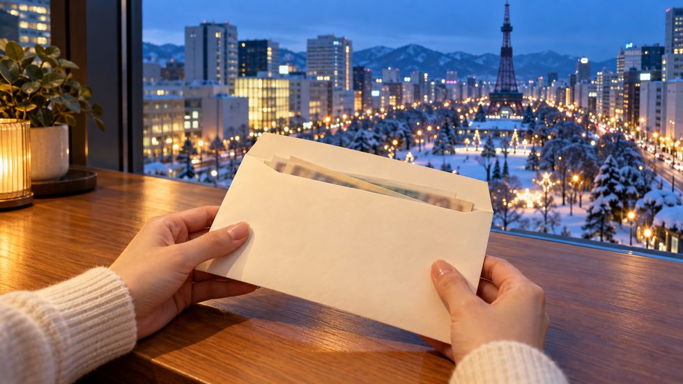 日払いで現金を受け取るイメージ（封筒に入った報酬）