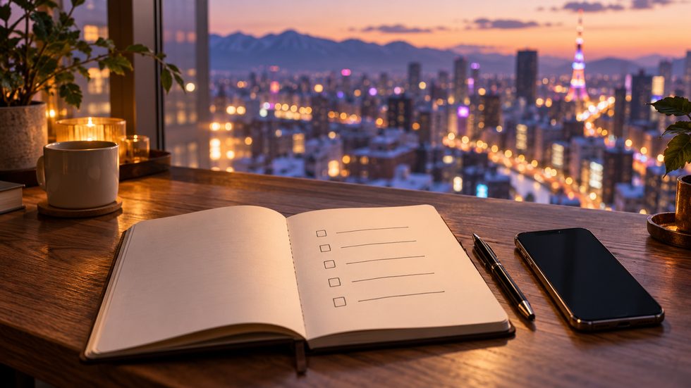 チャットレディの副業で会社にばれない対策を書き出したノートとスマホ