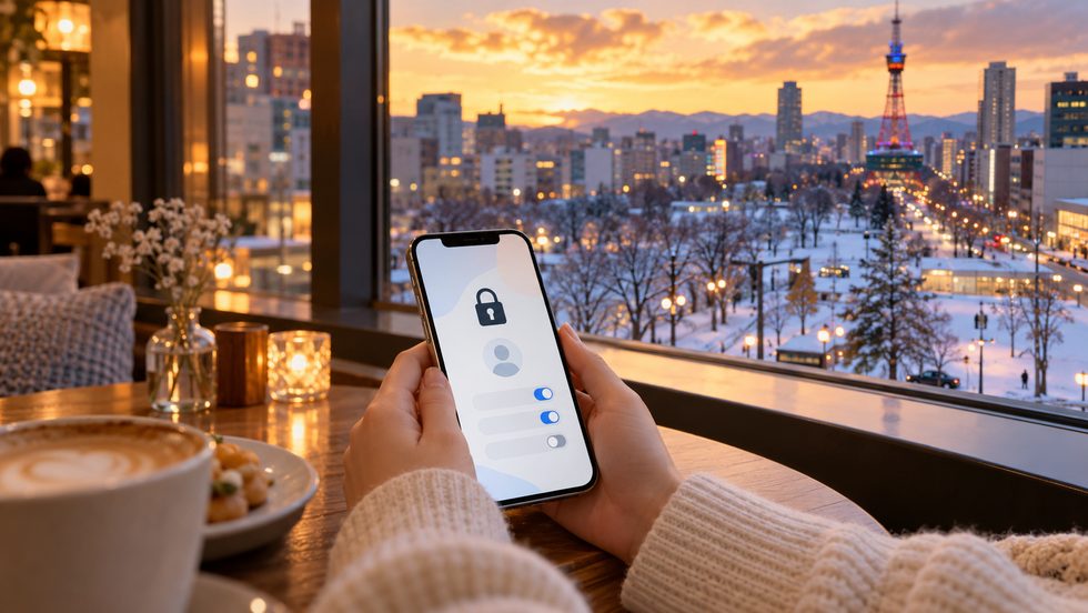 SNSの公開設定や連絡先の同期を見直しているスマホの画面