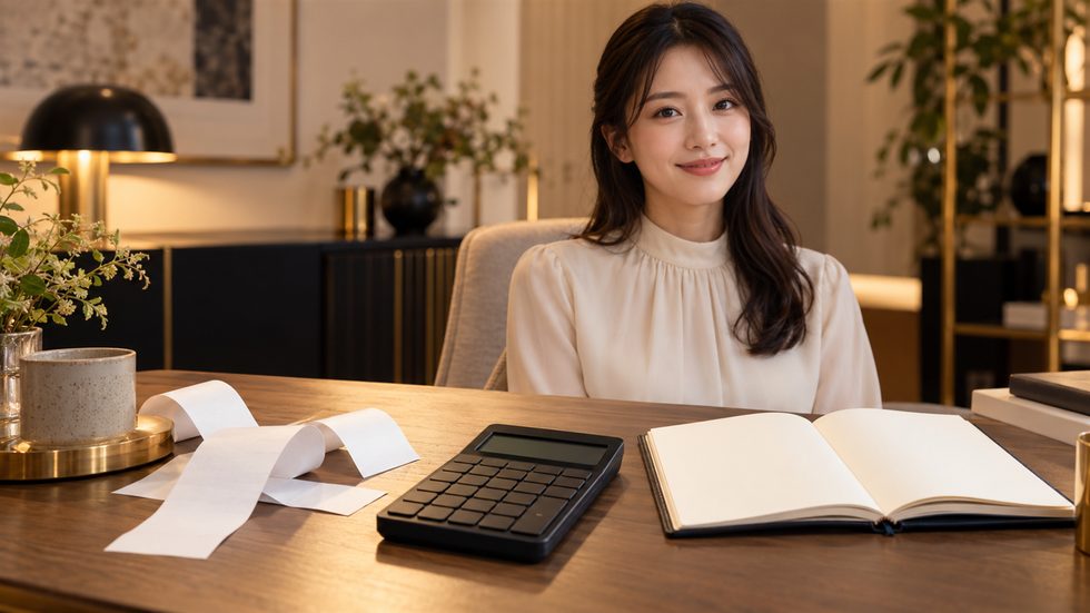 チャットレディの経費にする領収書とレシートを整理した机